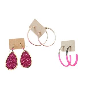 Pink Barbiecore Trio Bundle Of Earrings